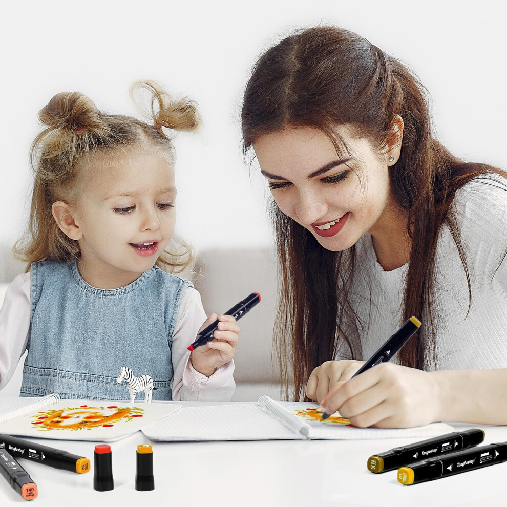 Tongfushop Filzstifte Marker Set, 204 Farben Alkohol Marker mit Feinspitze & Breitspitze, 2-Sekunden Schnelltrocknend, Alkohol Stifte mit Anti-Seepage Abstandshaltern für Malerei, Design Tongfushop Filzstifte Marker Set, 204 Farben Alkohol Marker mit Feinspitze & Breitspitze, 2-Sekunden Schnelltrocknend, Alkohol Stifte mit Anti-Seepage Abstandshaltern für Malerei, Design