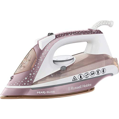 Russell Hobbs Pearl Glide Steam Iron, Pearl Infused Ceramic Soleplate for smoother glide, 315ml Water Tank, 150g Steam Shot, 40g Continuous steam,