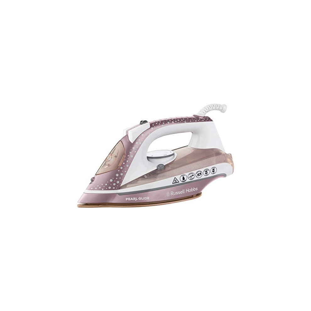 Russell Hobbs Pearl Glide Steam Iron, Pearl Infused Ceramic Soleplate for smoother glide, 315ml Water Tank, 150g Steam Shot, 40g Continuous steam,