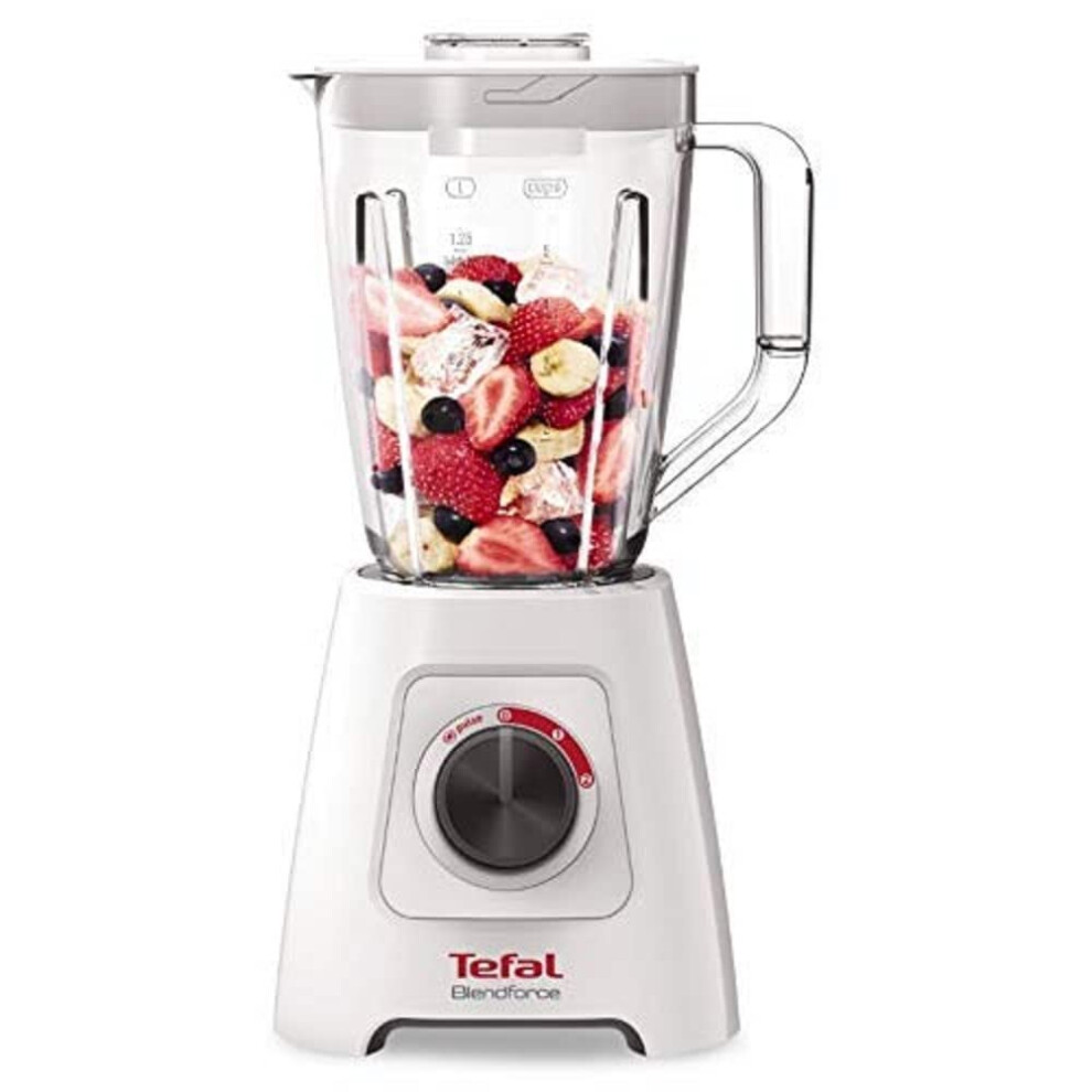 Tefal Blendforce Blender,2 Litre Plastic Jug,1.25 Litre Effective Capacity,600W,4 Removable Stainless Steel Blades,Smoothie Blender,Ice Crush,2 Speeds