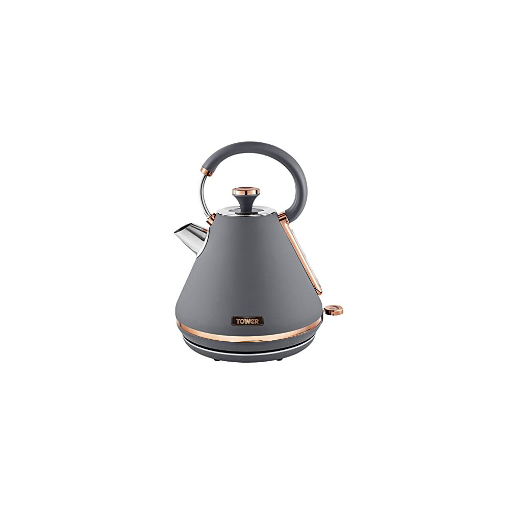 Tower T10044RGG Cavaletto Pyramid Kettle with Fast Boil, Detachable Filter, 1.7 Litre, 3000 W, Grey and Rose Gold