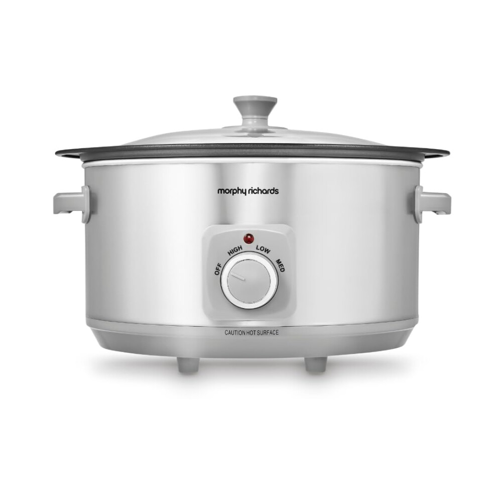 Morphy Richards 461014 Sear & Stew 6.5 Litre Aluminium Slow Cooker, One-Pot Solution, Brushed Stainless Steel