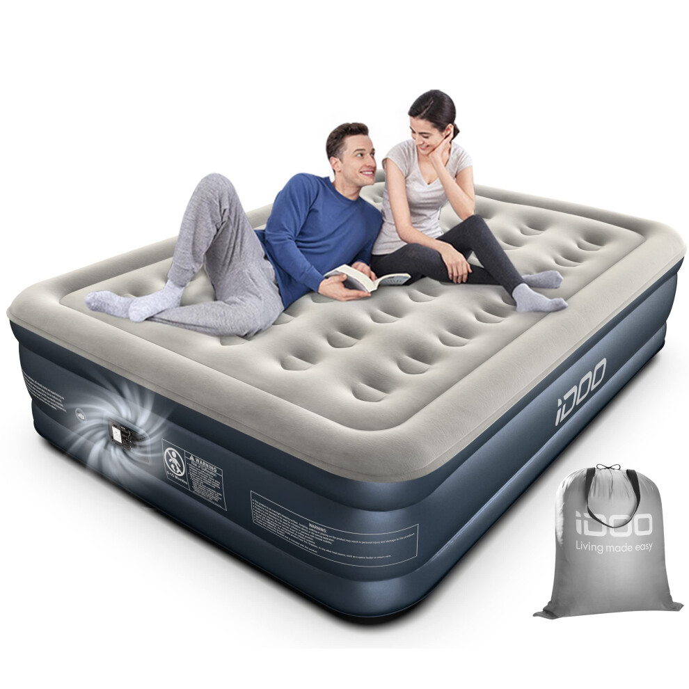 iDOO King Air Bed, Inflatable Mattress with Built-in Electric Pump, Double Queen Size 3 Mins Quick Self-Inflation/Deflation Blow Up Bed, Guest Air