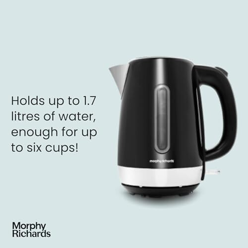 Morphy Richards Morphy Richards Equip Black Jug Kettle - 1.7L - Rapid Boil - Limescale Filter - 102783 1