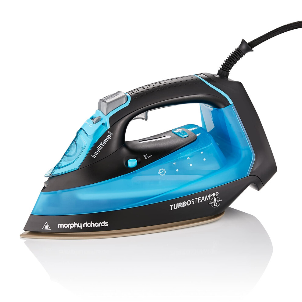 Morphy Richards Turbosteam Pro Iron, 200g Steam Boost, 40g Steam Output, 380ml Water Tank, Digital Controls, Intellitemp Technology, Auto Shut off, 3m