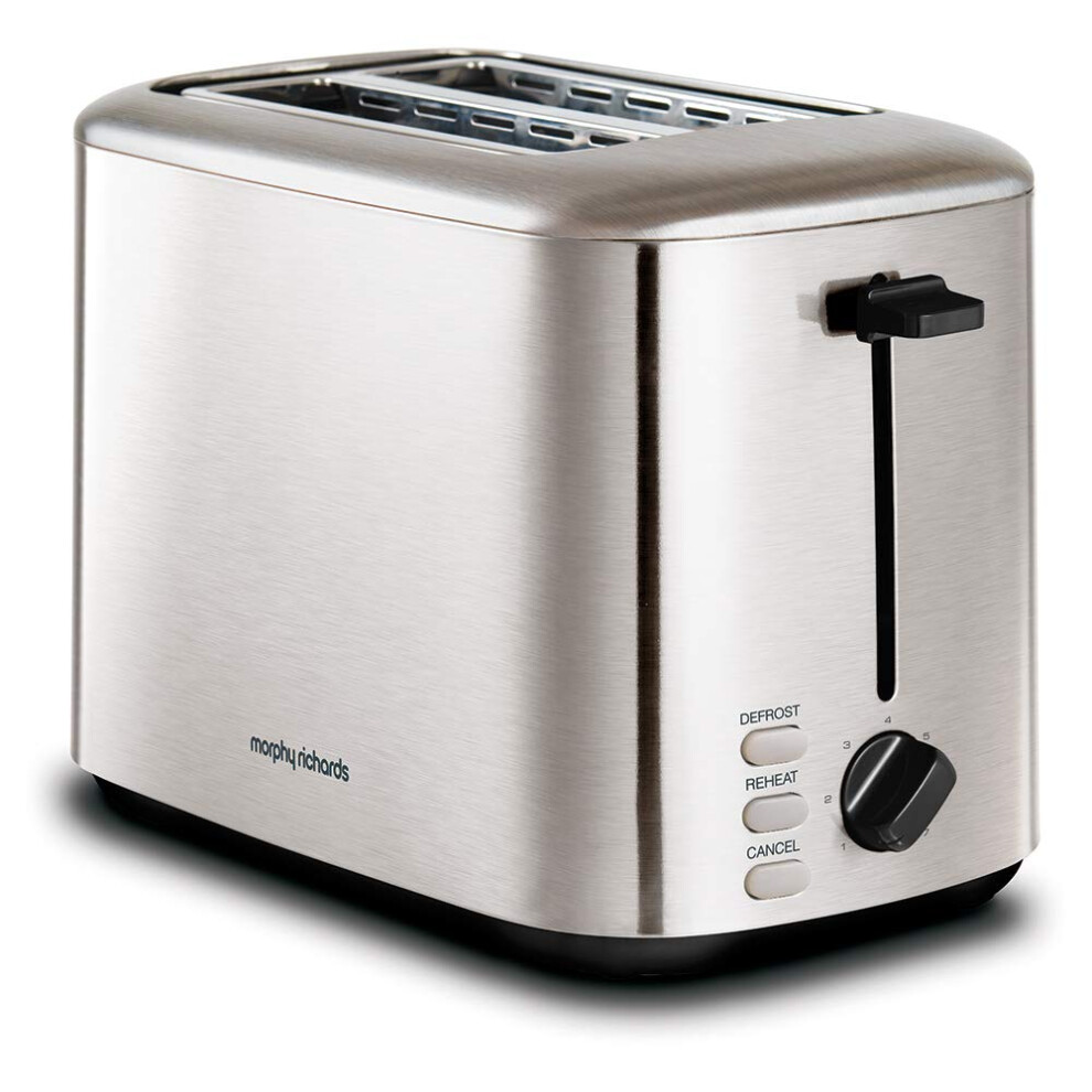 Morphy Richards Equip 2 Slice Toaster,?Defrost and Reheat, 7 Variable Browning Controls, Variable Wide Slots, Removeable Crumb Tray, Stainless Steel,