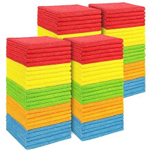 AIDEA Microfibre Cloths 100 Pack, Ultral Absorbent Lint-Free Washcloths Microfiber Cleaning Rags, All-Purpose Washable Car Cloth Wipes for Detailing,