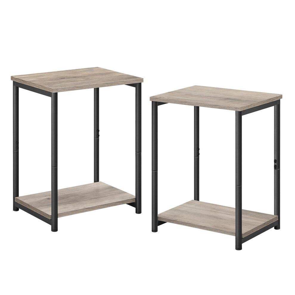 VASAGLE Set of 2 Side Tables, 2-Tier Sofa Side Tables, Bedside Tables with Steel Frames, for Living Room, Bedroom, Home Office, Industrial Style,