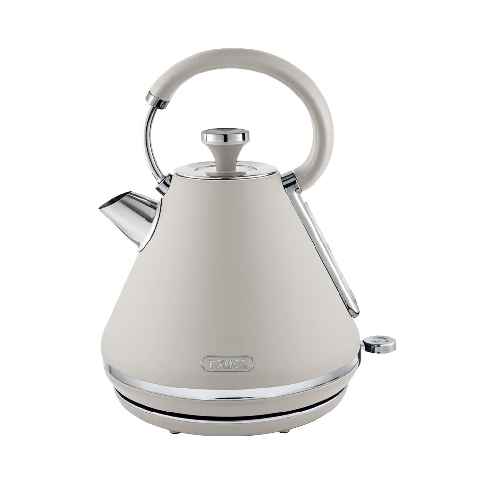 Tower T10044msh Cavaletto Pyramid Kettle With Fast Boil, Detachable Filter, 1.7L, 3000 W, Latte And Chrome Accents