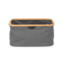 Brabantia - Foldable Laundry Basket 40L - Water Resistant Hamper for Wet & Dry Laundry - Storage Basket for Clothes & Linen - Bamboo Rim for Easy Grip