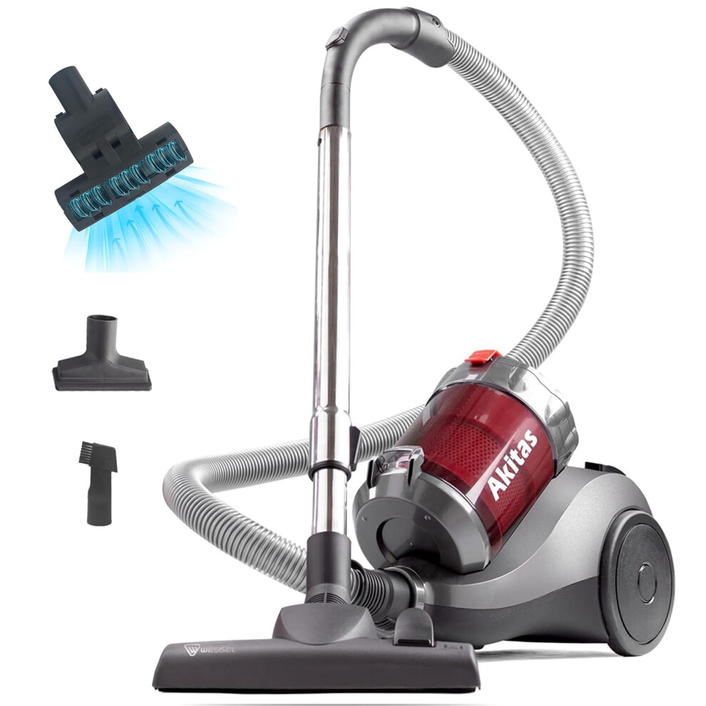 Akitas 800W Powerful Bagless Cylinder Vacuum Cleaner Hoover With German Wessel Werk Nozzle Head hard floor carpet Turbo Pet Hair Tool