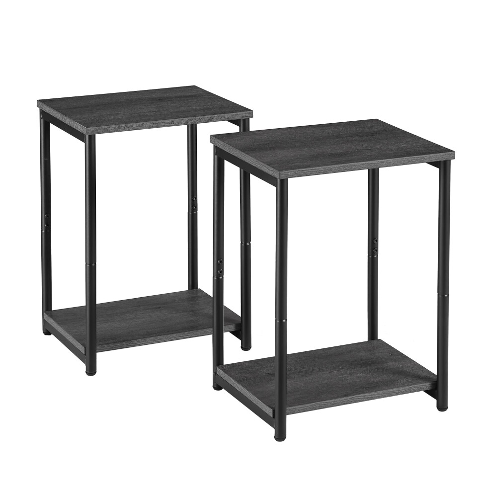 VASAGLE Set of 2 Side Tables, 2-Tier Sofa Side Tables, Bedside Tables with Steel Frames, for Living Room, Bedroom, Home Office, Industrial Style,