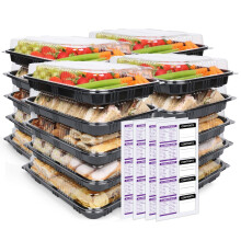 Food Sandwich Platter Trays with Lids - Multi Pack Takeaway Plastic Catering Containers Serving for Party Buffet - Perfect for Sushi, Cake, Sweets,