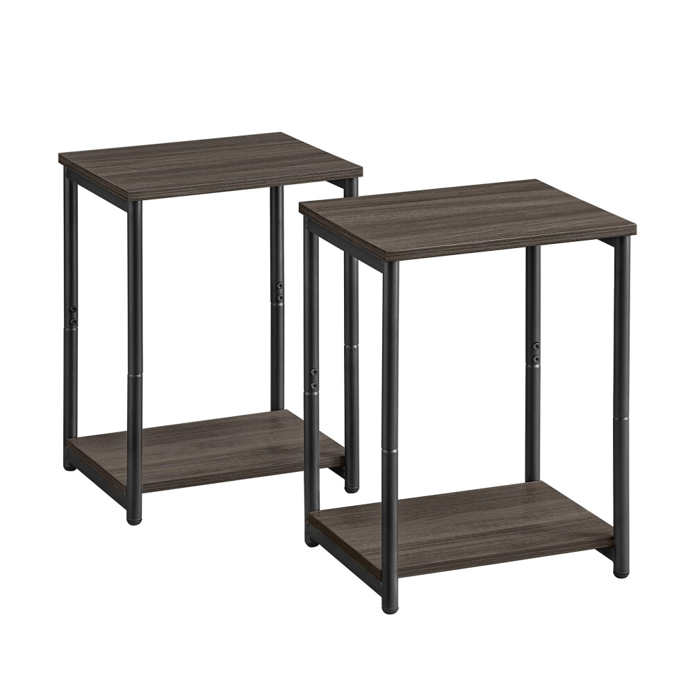 VASAGLE Set of 2 Side Tables, 2-Tier Sofa Side Tables, Bedside Tables with Steel Frames, for Living Room, Bedroom, Home Office, Industrial Style,