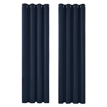 Deconovo Solid Thermal Insulated Curtains Eyelet Blackout Curtains for Bedroom 46 x 90 Inch Navy Blue 1 Pair