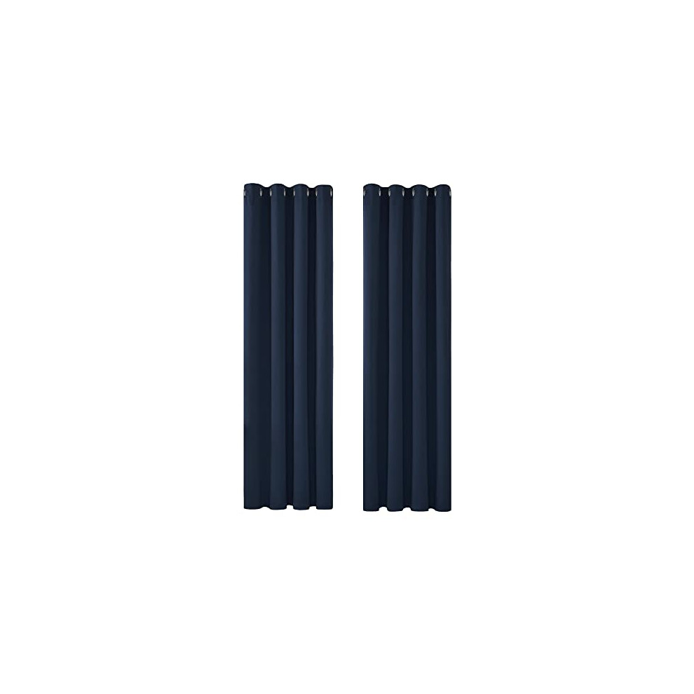 Deconovo Solid Thermal Insulated Curtains Eyelet Blackout Curtains for Bedroom 46 x 90 Inch Navy Blue 1 Pair-image-OPC-PF2NYVF-NEW