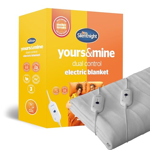 SilentnightDualControlElectricBlanketKingSize-HeatedElectricUnderblanketBedWarmerSheetwith3HeatSettings,EasyFitStrapsandSplit