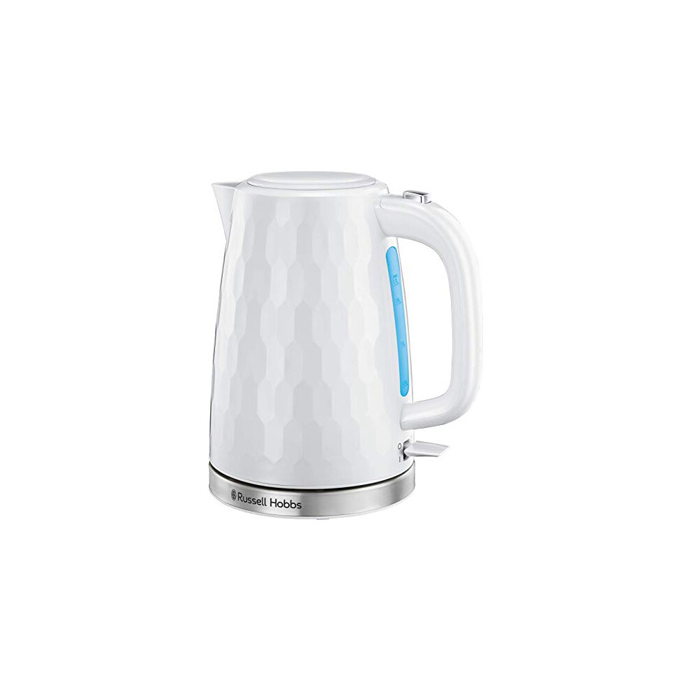 Russell Hobbs 26050 Cordless Electric Kettle - Contemporary Honeycomb Design with Fast Boil and Boil Dry Protection, 1.7 Litre, 3000 W, White