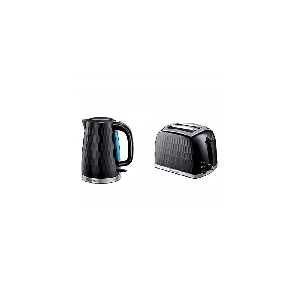 Russell Hobbs Honeycomb Kettle and 2 Slice Toaster, Black