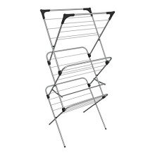 Vileda Sprint 3-Tier Clothes Airer, Indoor Clothes Drying Rack with 20 m Washing Line, Silver