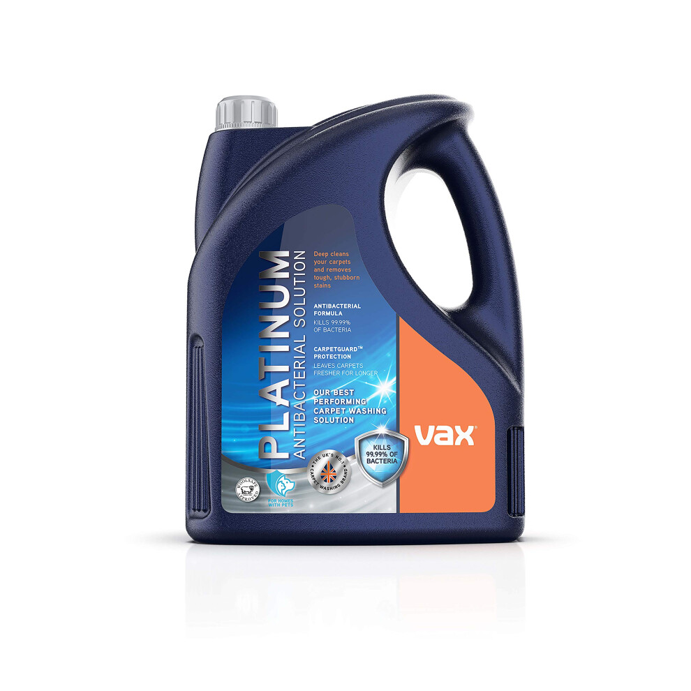 Vax Platinum Antibacterial Carpet Cleaner Solution |Kills 99.99% of Bacteria | Neatralises Pet Odours - 1-9-142405, Blue , 4L , Citrus Fresh, Pack of