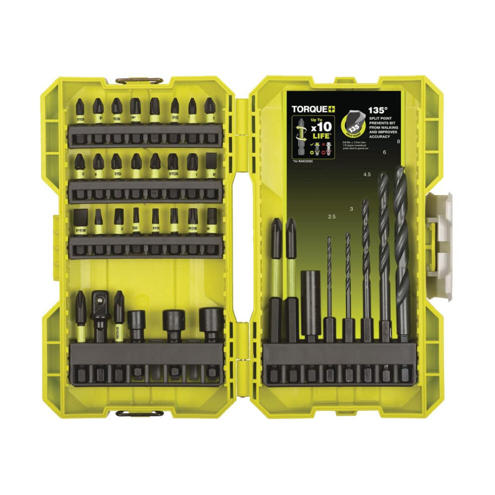 Ryobi RAK38DSDI2 Impact-Rated Mixed Drilling and Screwdriving Bit Set, 38 Piece