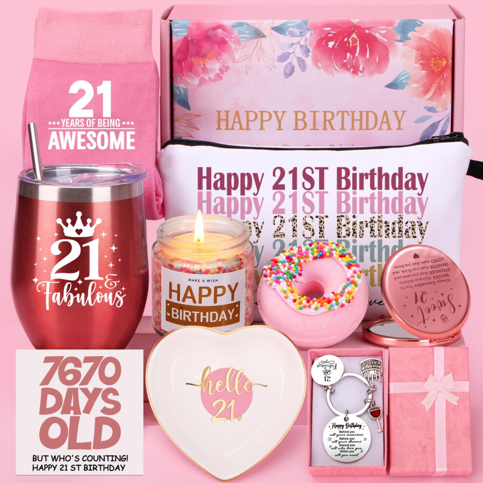 21st Birthday Gifts for Her, Happy 21st Birthday Hamper for Women, 21 Year Old Girl Birthday Gifts,Birthday Pamper Box for Best Friend Sister Daughter