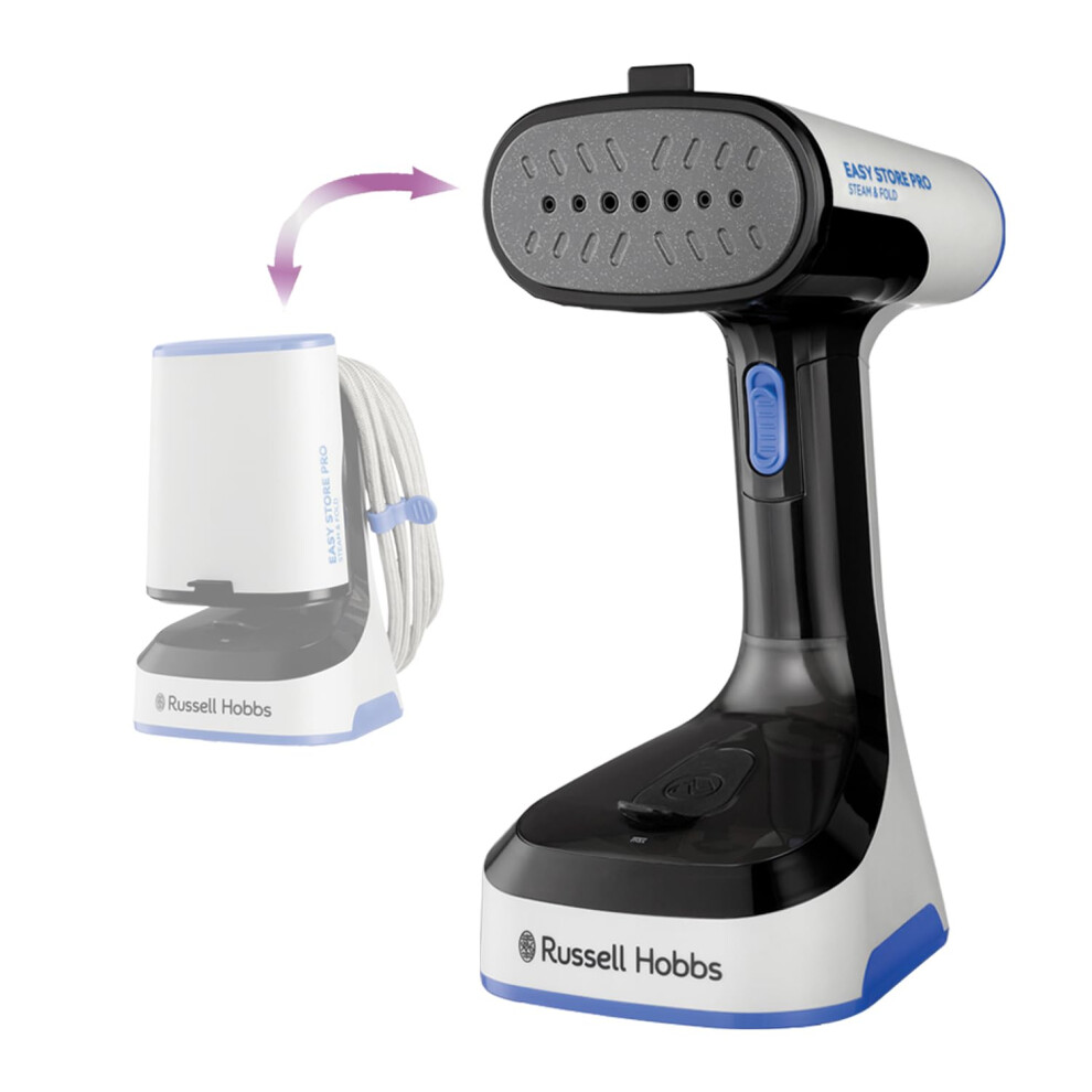 Russell Hobbs Steam Genie Easy Store Clothes Steamer (No Ironing Board Needed, Foldable, Ready to Use in 45s, Power Indicator, Compact for Home &