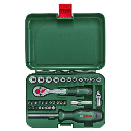Bosch Bosch Home and Garden Ratchets / 1/4" Drive Socket Set 34-Piece (Versatile Drive Socket Set for Multiple DIY Tasks; Ergonomic, Soft Grip Handle; 2