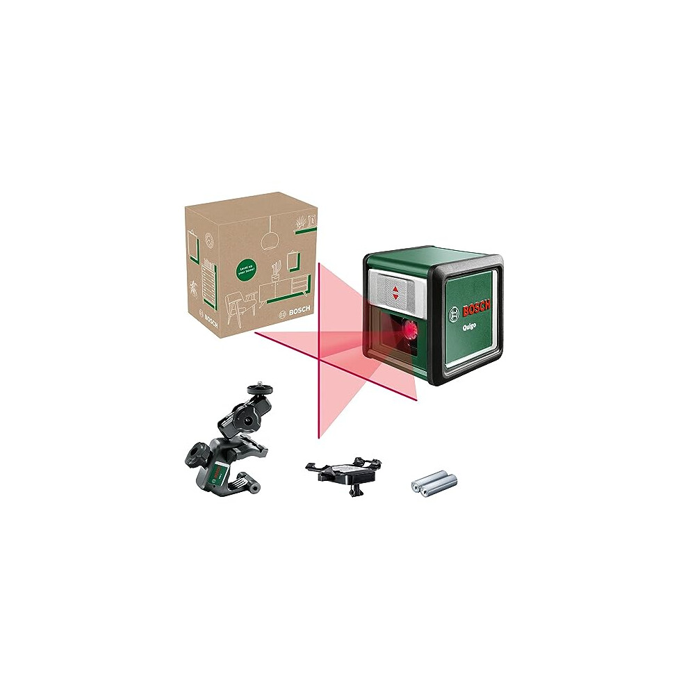 Bosch Cross Line Laser Quigo With Universal Clamp Mm 2 (Easy And Precise Alignment With Flexible Positioning Of The Tool Thanks To The Universal