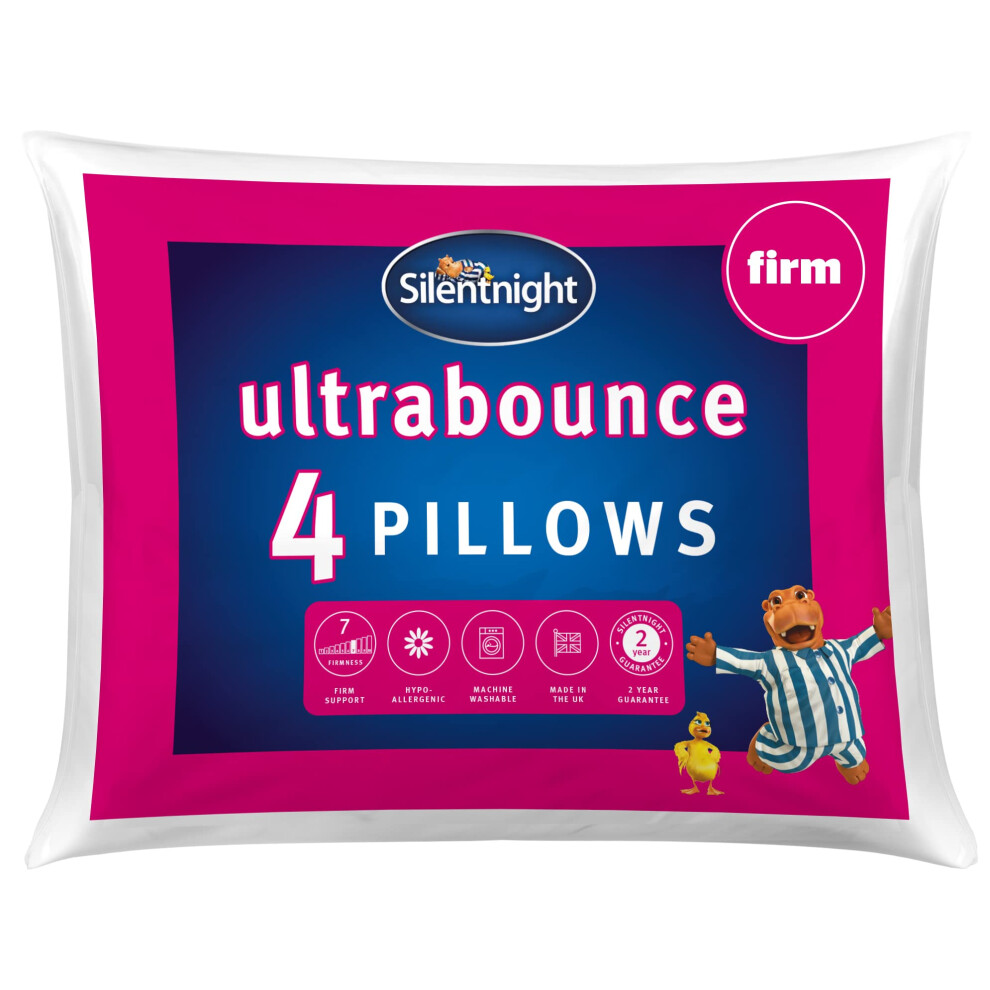 Silentnight Firm Pillows 4 Pack ? Firm Support Pillows with Fibre Core Ideal for Side Sleepers and Neck and Shoulder Pain Relief ? Hypoallergenic ?