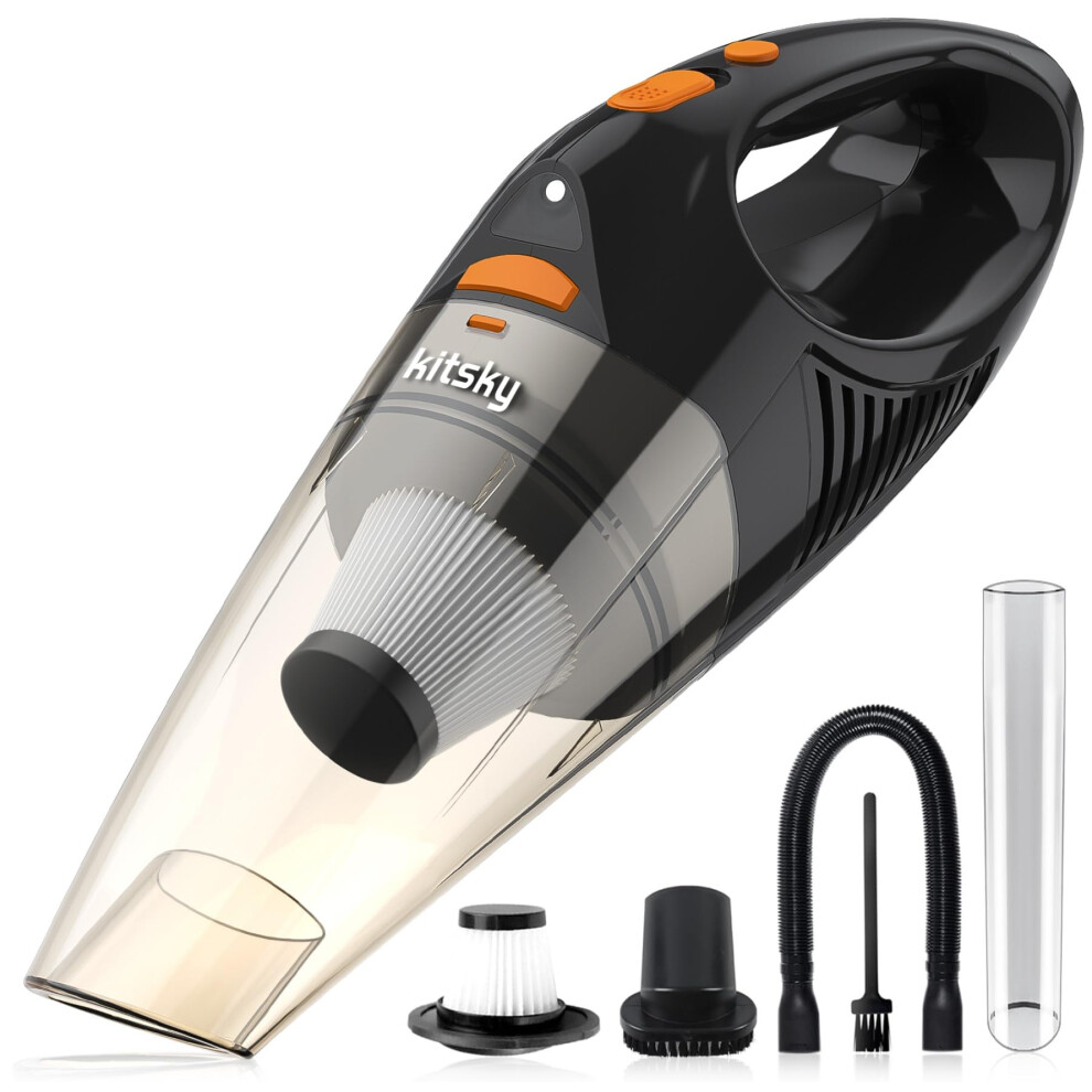 kitsky Handheld Cordless Vacuum Cleaner - Lightweight Car Vacuum Cleaner - with 12000pa Powerful Suction, Long Battery Life, Led Lights, Waterproof