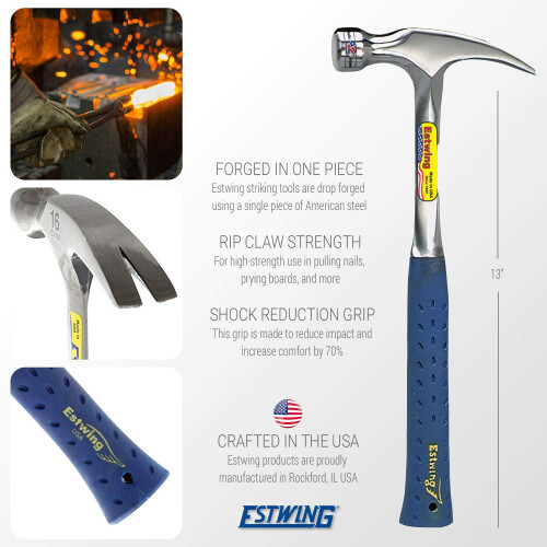 Estwing Estwing E3-20S 14-217 20-Ounce Ripping Hammer, Smooth Face, Silver, 20 oz 1