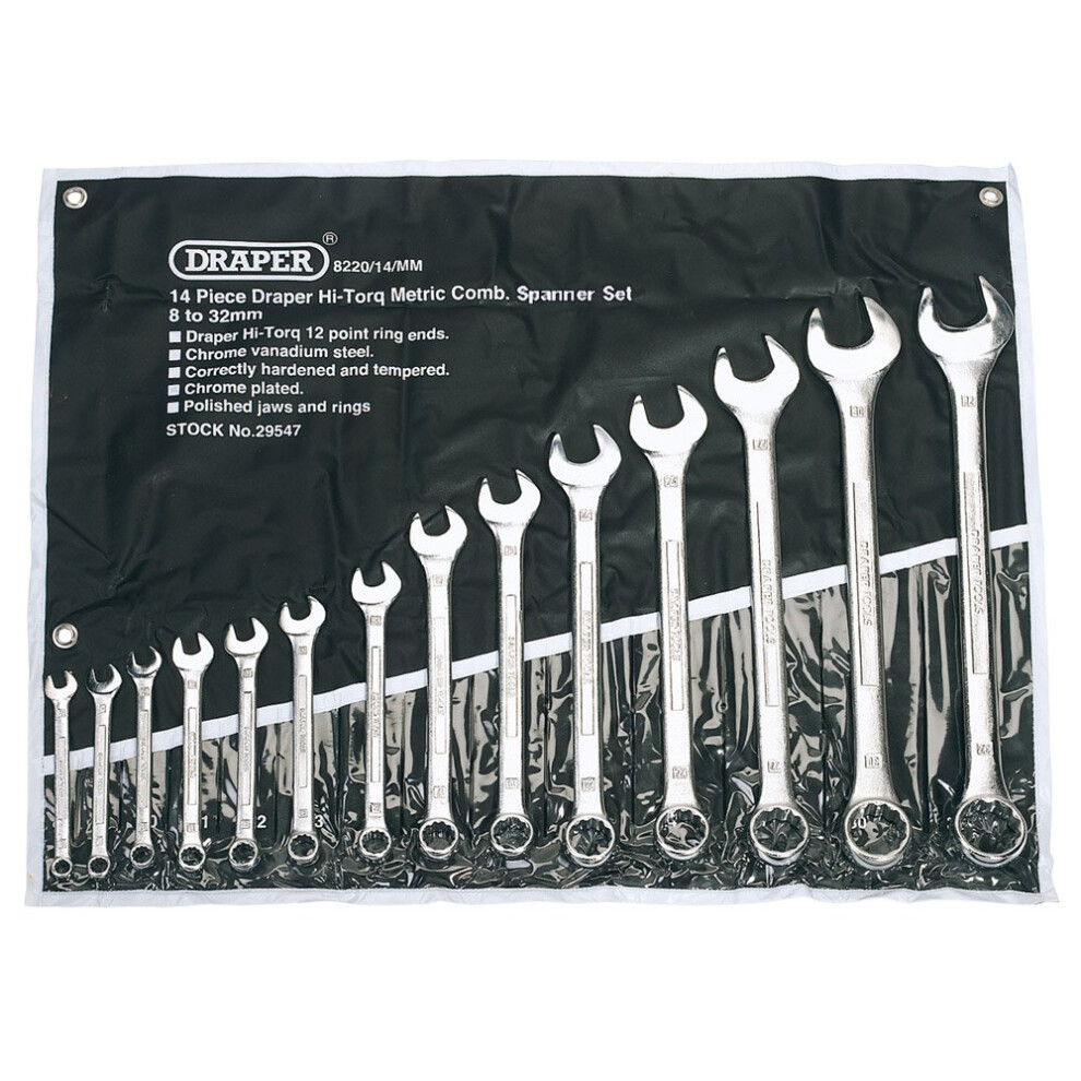 Draper 29547 14Pc Draper hi-torq metric comb wrench set