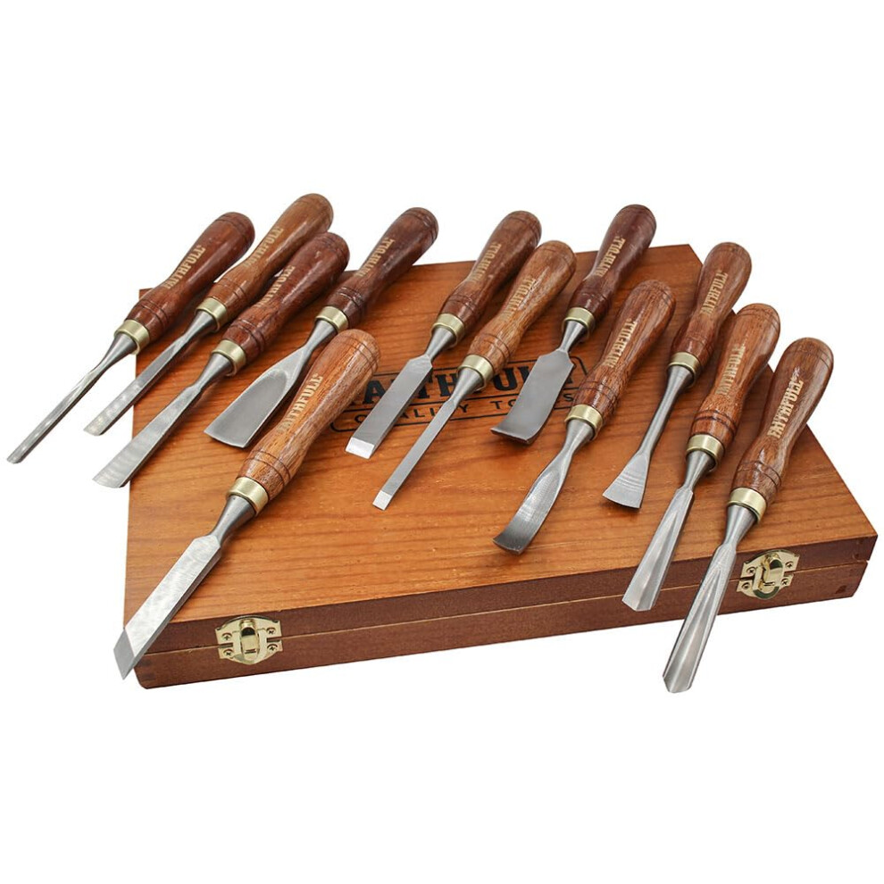 Faithfull Wood Carving Chisel Set of 12 in Presentation Case, ?Walnut color