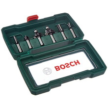 Bosch 6-Piece Hard Metal Router Bit Set (for Wood, Shank ? 8 mm, Accessory Routers)