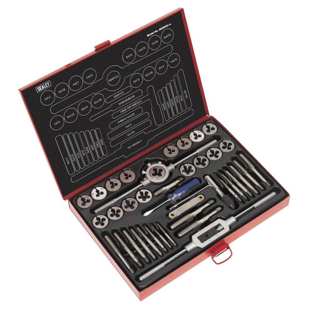 Sealey Ak3040 Tap and Die Set 40Pc Split Dies Metric