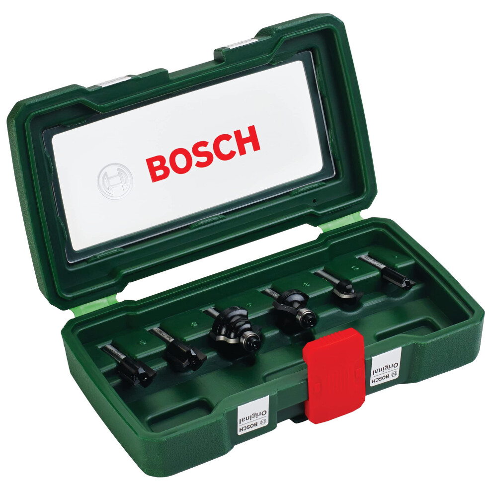 Bosch 6-Piece Hard Metal Router Bit Set (for Wood, Shank ? 1/4", Accessory Routers)