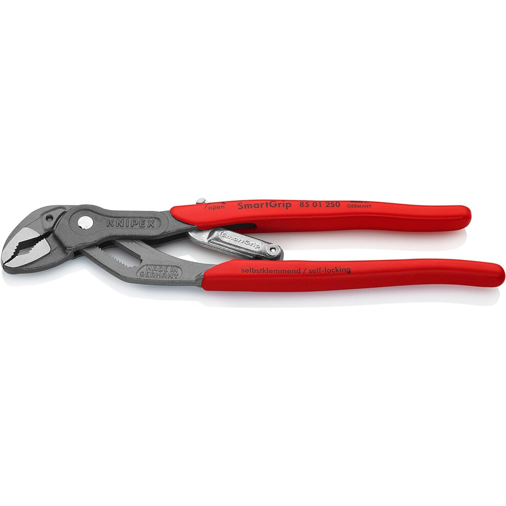 Knipex SmartGrip? Water Pump Pliers with automatic adjustment grey atramentized, with non-slip plastic coating 250 mm 85 01 250