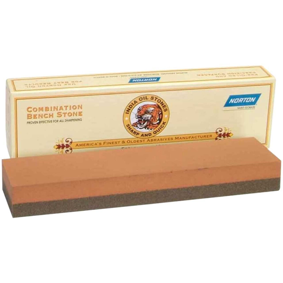 Norton Knife Sharpener Combination Grit Oil Stone - Sharpening Stone With Fine/Coarse Combination Red/Black 5051217134533