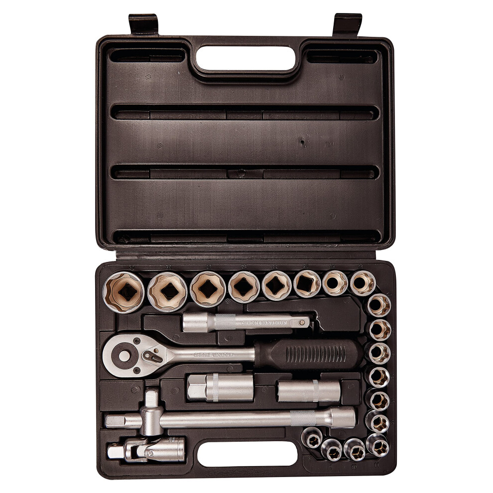 Amtech - Ratchet Driver Socket Set, Diy At Home, Easy To Use, Ideal For Heavy Jobs With Larger Nuts, Strong Chrome Vanadium Steel, Includes Convenient 5051217131983