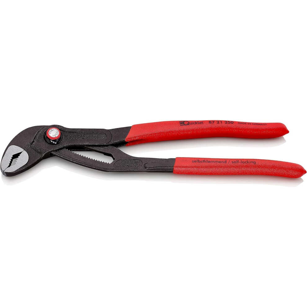 Knipex Cobra? QuickSet High-Tech Water Pump Pliers grey atramentized, with non-slip plastic coating 250 mm 87 21 250