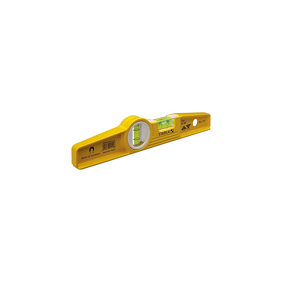 Stabila Type81SREM 25cm/10-inch Rare Earth Magnetic Spirit Level with Holster, Yellow/Black