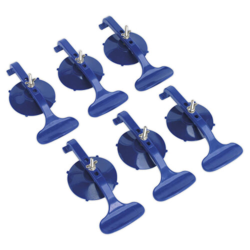 Sealey Sealey RE006 Suction Cup Clamp Set Trim Dents Panels Puller Glass Adjustable 6Pc