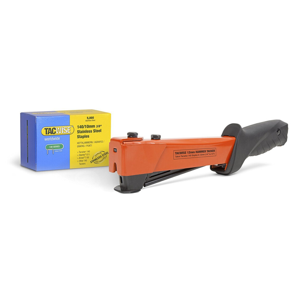 Tacwise 1221 A54 Heavy Duty Hammer Tacker with 5000 140/10mm Staples, Uses Type 140 / 6 - 12 mm Staples