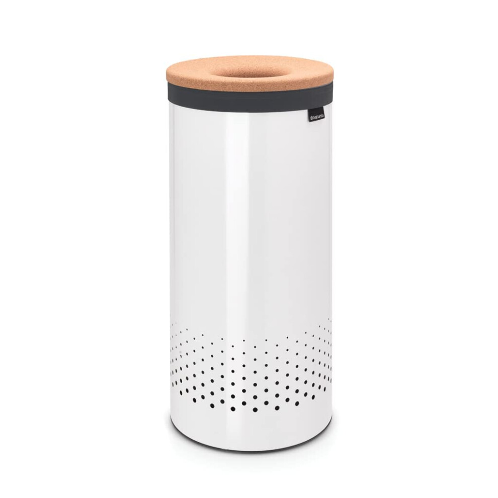 Brabantia - Laundry Bin - Cork Lid - Portable Laundry Bag Inside - Quick-drop Opening - Basket with Ventilation Holes - Non-Scratching Bottom -