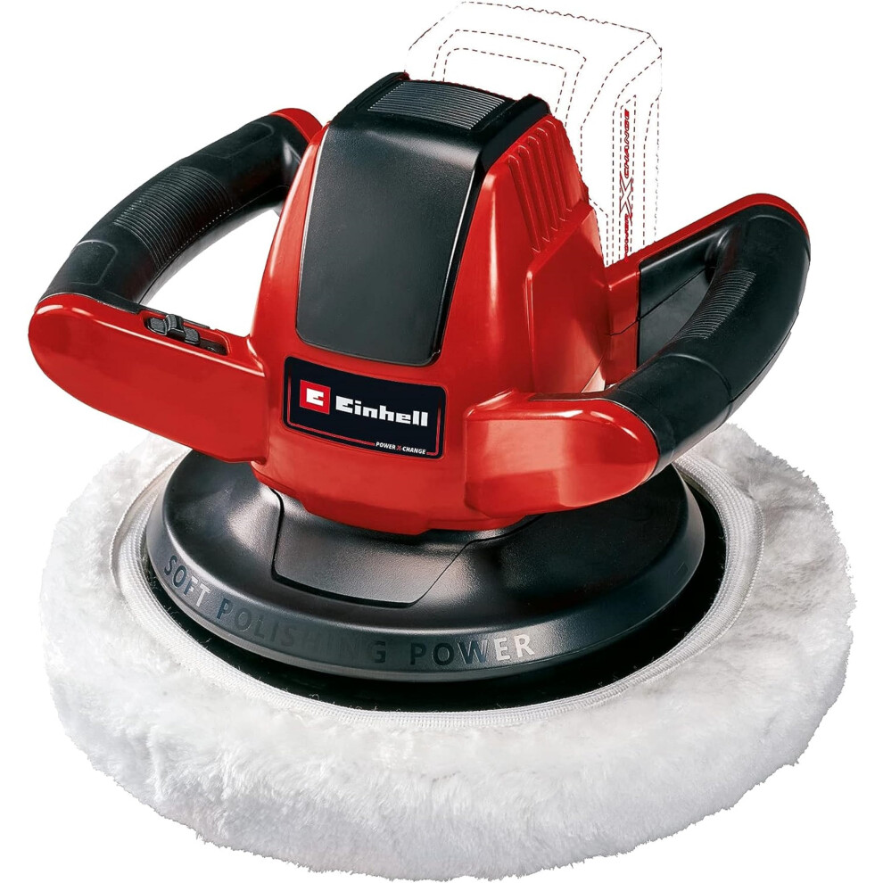 Einhell Power X-Change Cordless Car Polisher And Buffer - 18V, 2500 RPM, Battery Powered 254mm Disc Polisher - CE-CB 18/254 Li Solo Polishing Machine