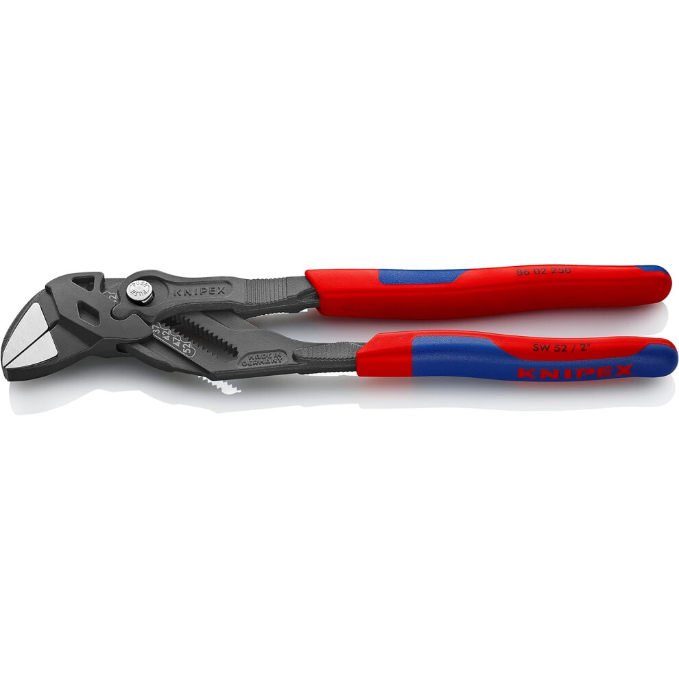 Knipex Pliers Wrench pliers and a wrench in a single tool grey atramentized, with multi-component grips 250 mm (self-service card/blister) 86 02 250