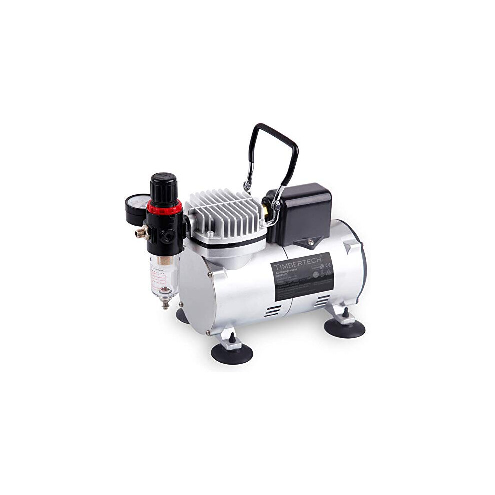 Timbertech Professional Upgraded Piston Airbrush Compressor ABPST07 with Motor Cool Down Fan/Powerful Working Pressure/Strong Airflow for Hobby, Food