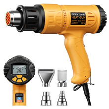 SEEKONE Professional Heat Gun 2000W 50?- 600? with Large Digital LCD Display Industrial Hot Air Gun Kit Variable Temperature Control, Power-On Memory,